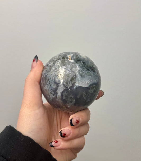 Moss agate sphere