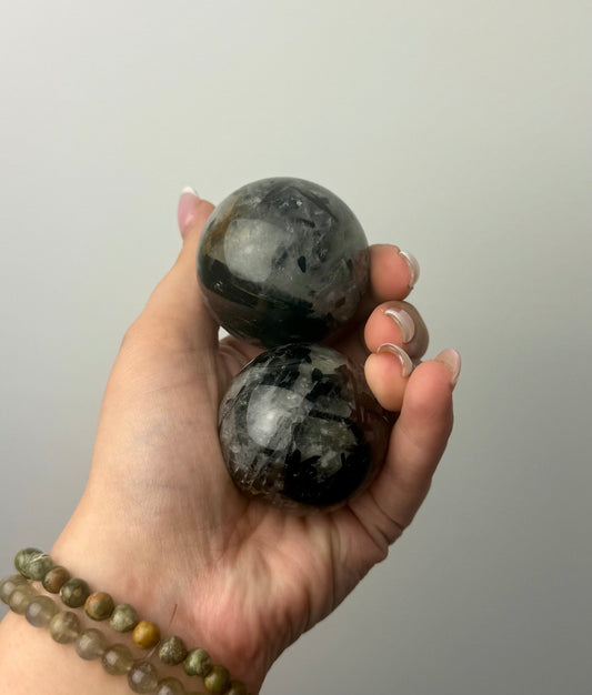 Black tourmaline quartz spheres
