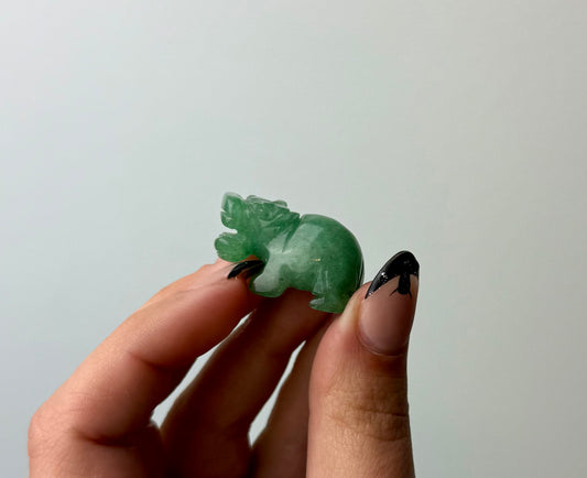 Green aventurine hippopotamus carving ￼