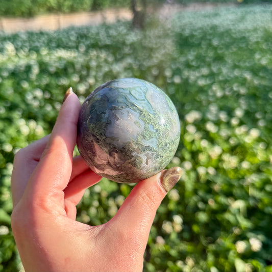 Moss agate sphere