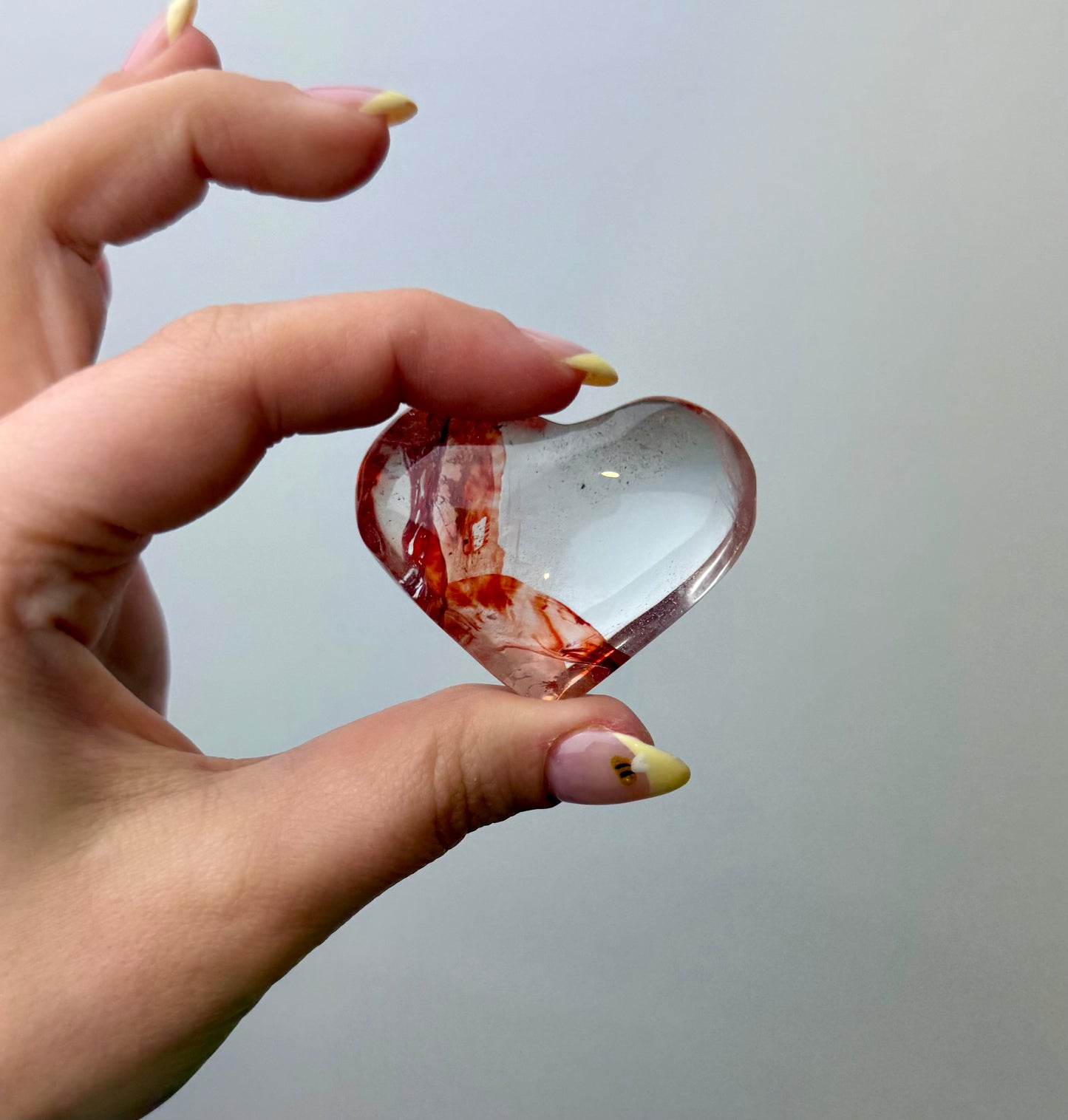 Dyed Quartz heart carving