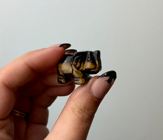Tigers eye elephant carving