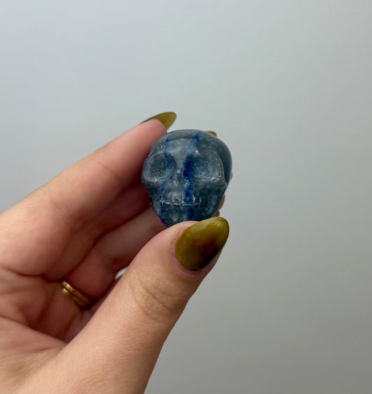 Blue aventurine skull carving