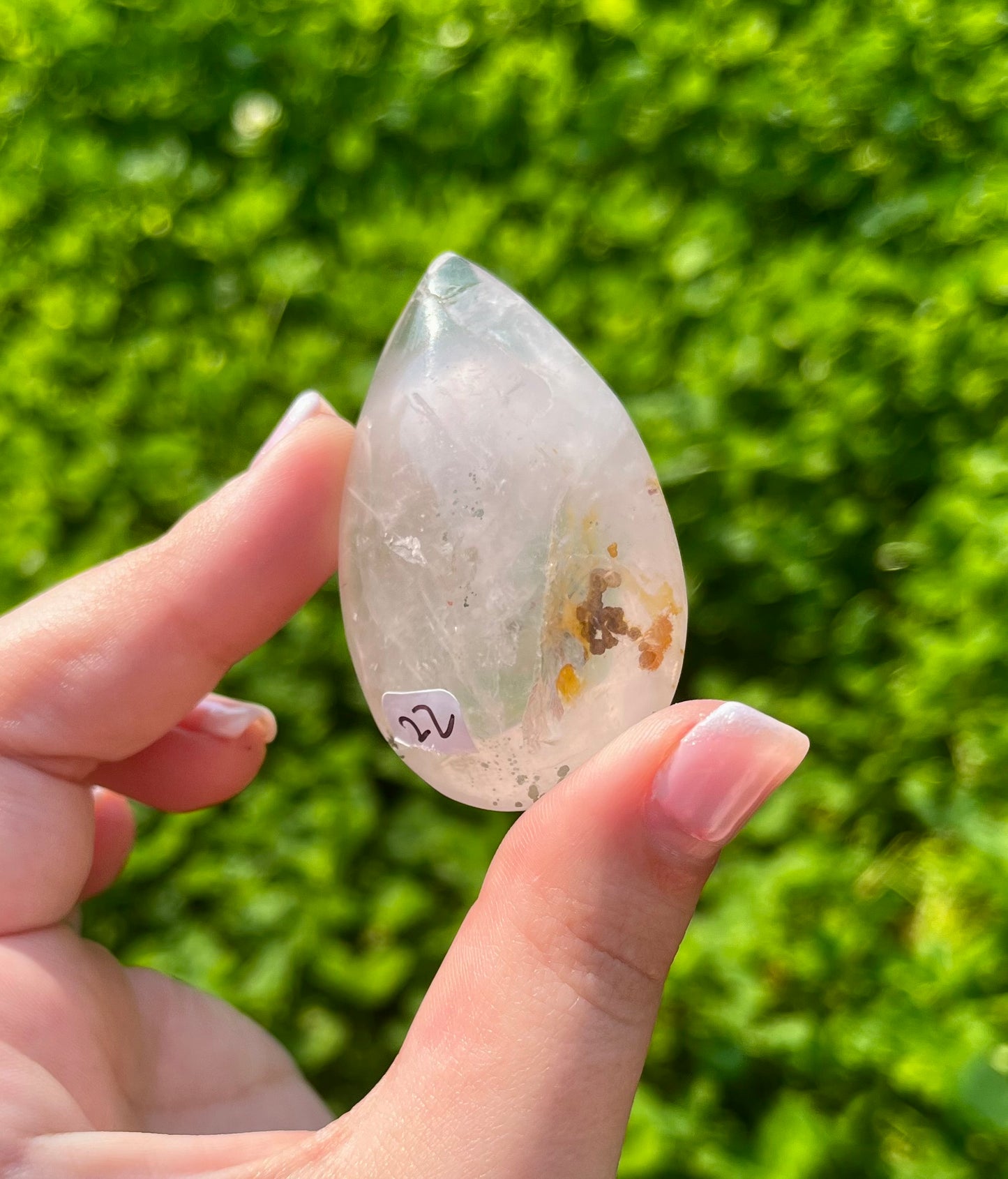 Golden healer rose quartz teardrop carvings