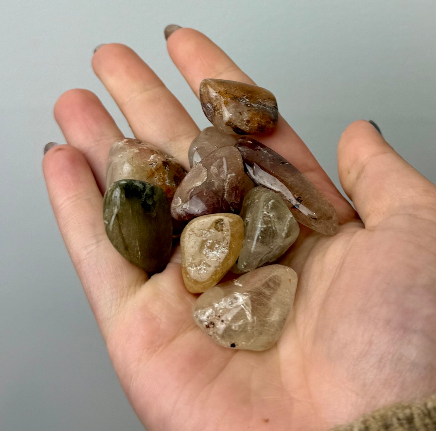 Mix rutilated quartz tumbles