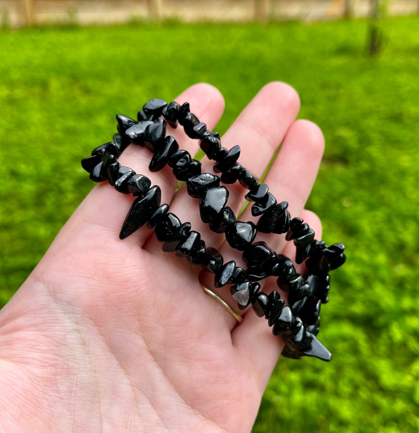 Black tourmaline chip bracelets