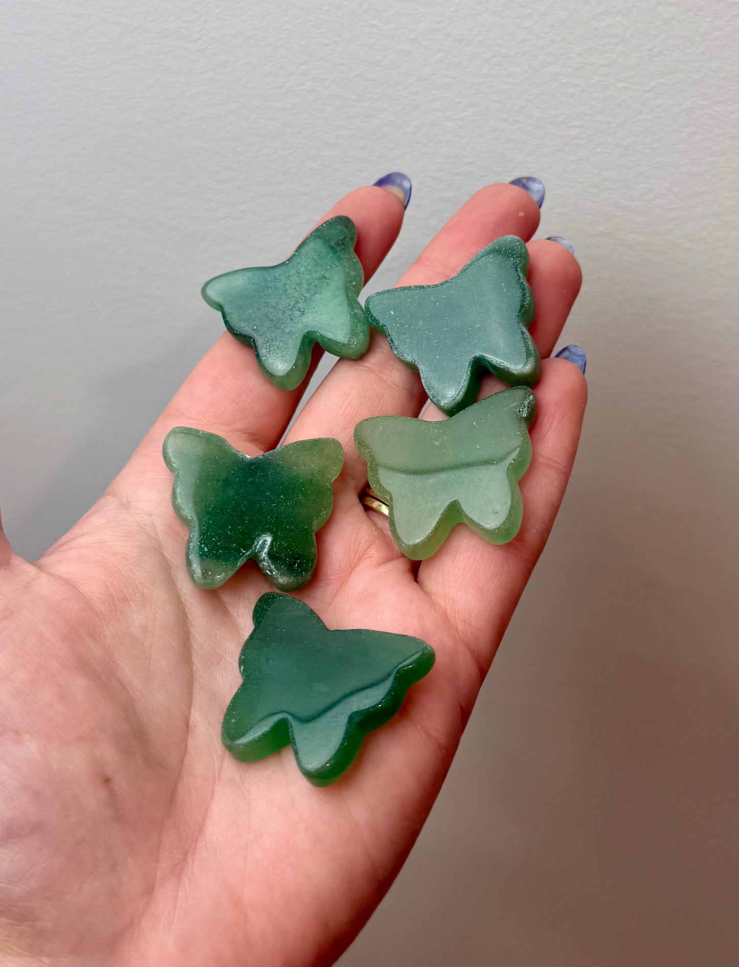 Green aventurine butterfly carvings