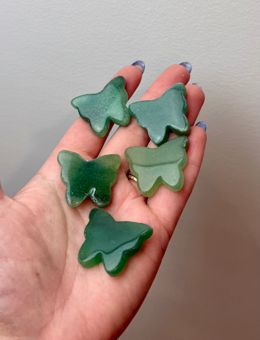 Green aventurine butterfly carvings