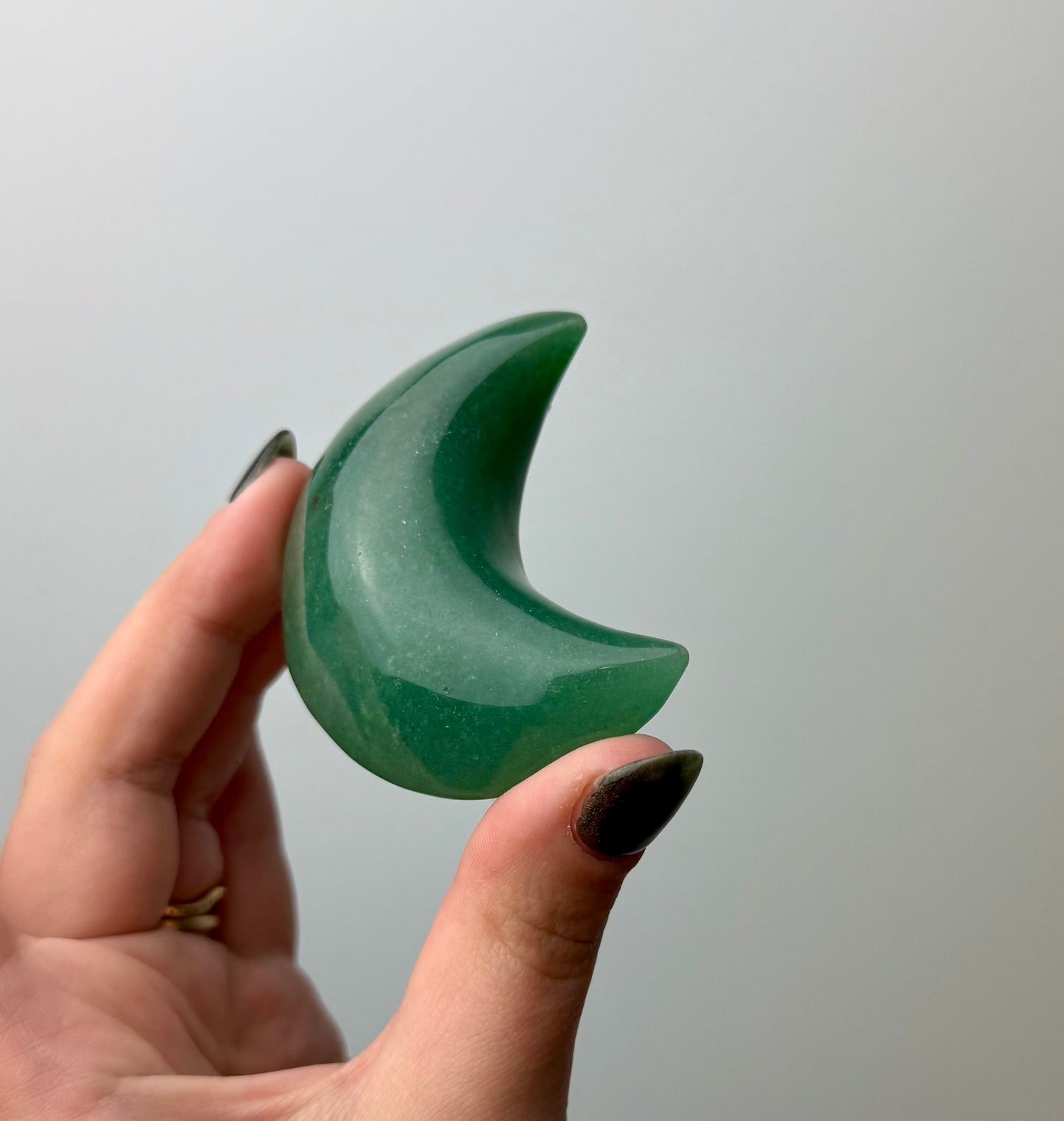 Green aventurine moon carving
