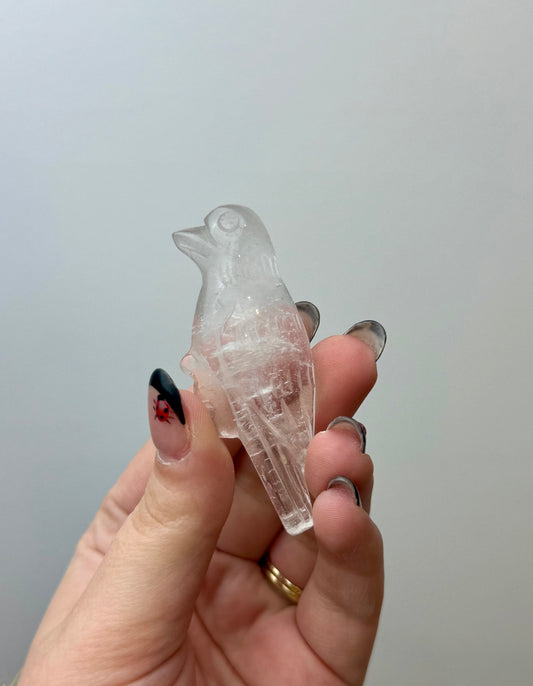 Clear quartz bird carving