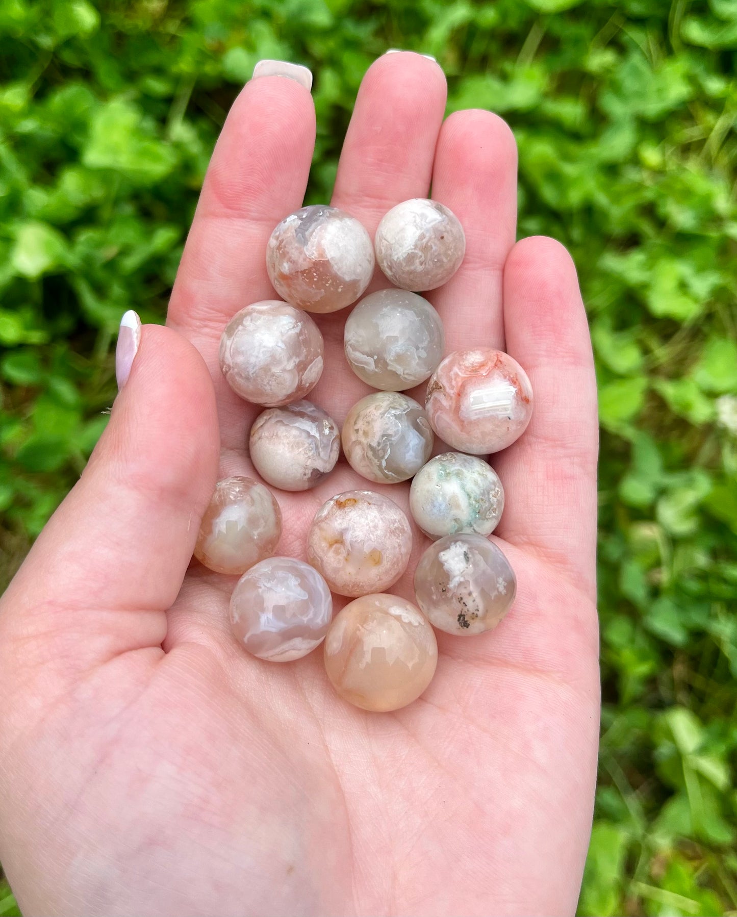 Flower agate mini spheres