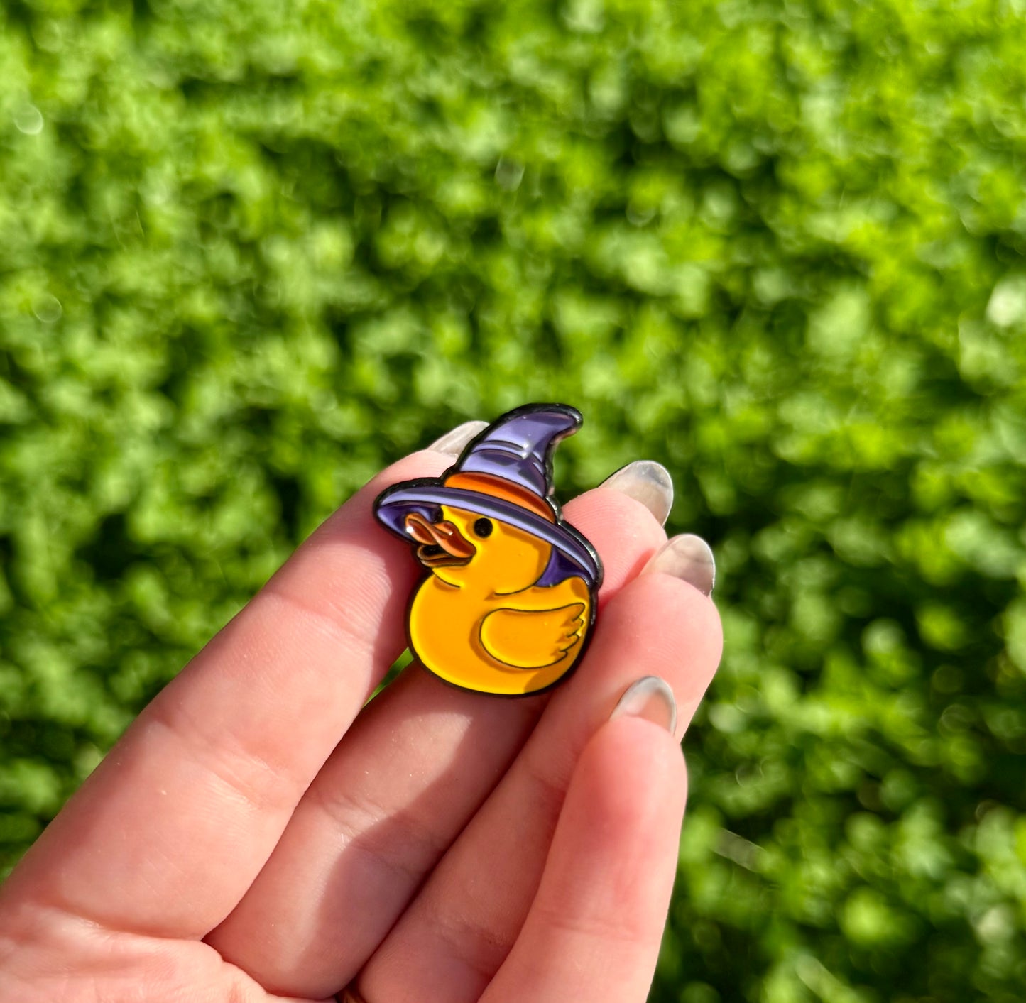 Witchy duck enamel pin