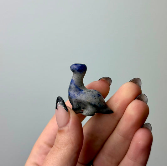 Sodalite dinosaur carving