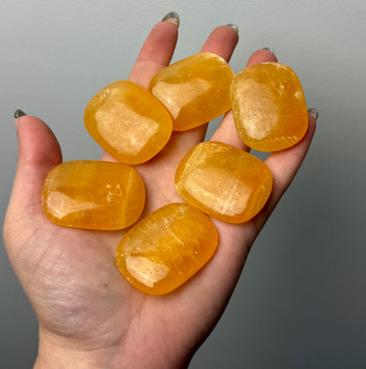 Orange calcite flat stones