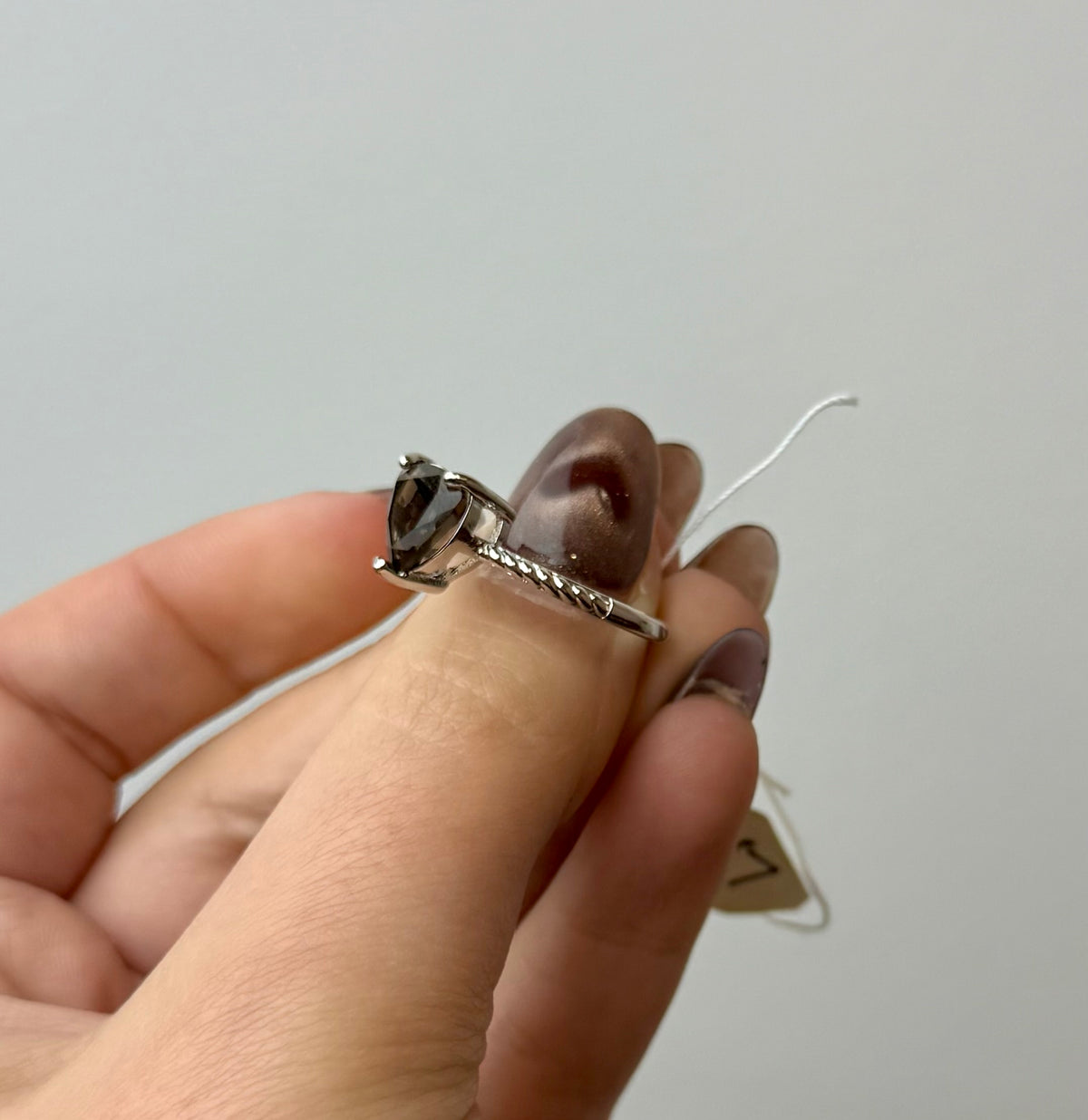 Smoky quartz adjustable ring