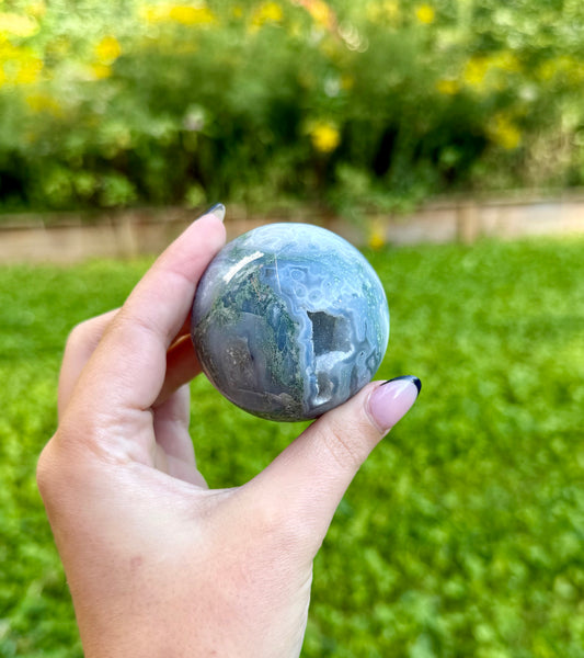 Moss agate sphere