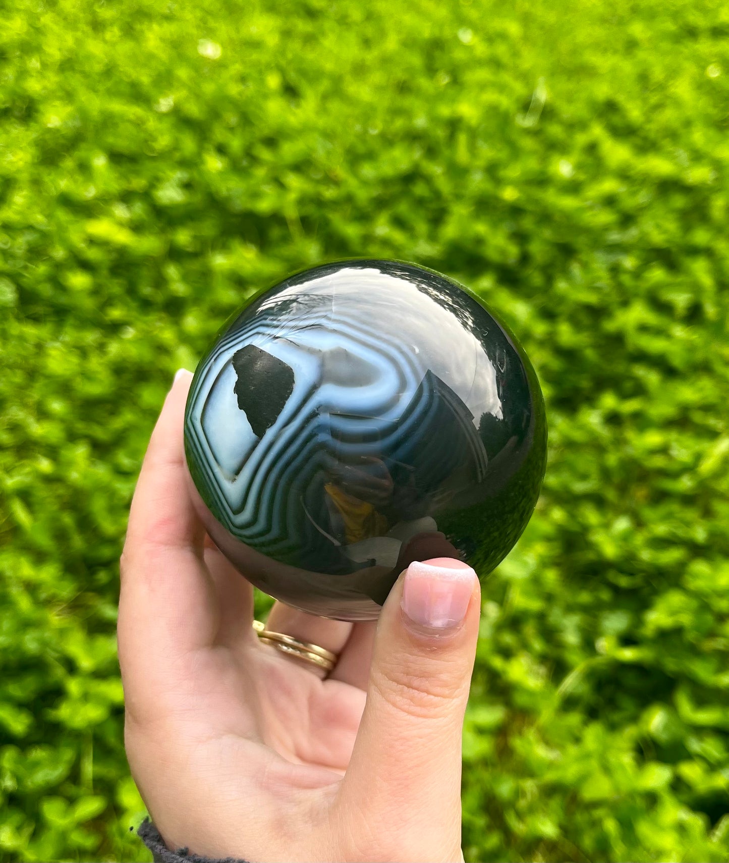 Black agate sphere