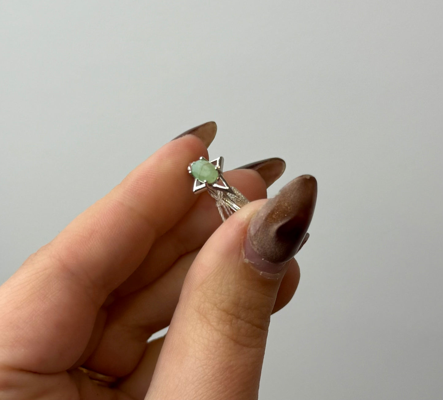 Green aventurine adjustable ring