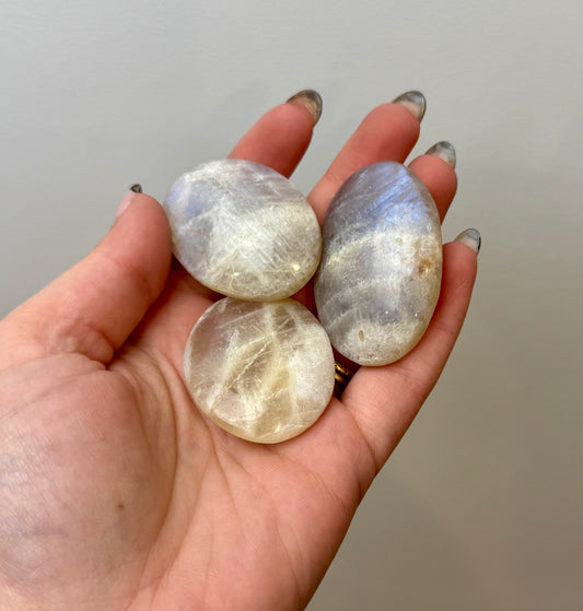 Blue moonstone palm stones