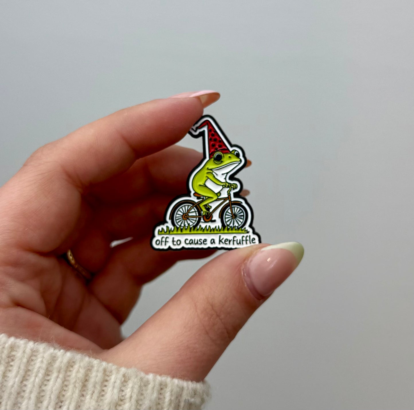 Kerfuffle frog enamel pin ￼￼