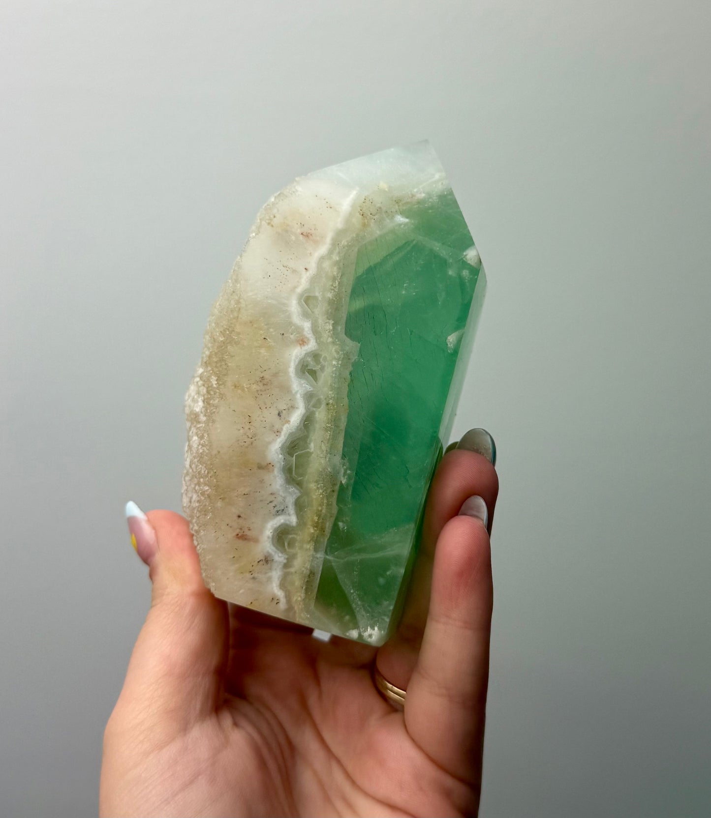 Half raw fluorite tower