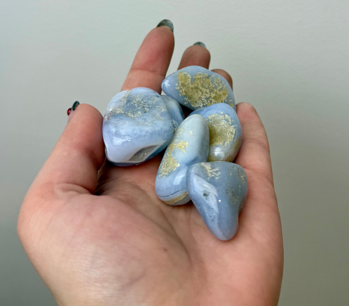Blue lace agate tumbles