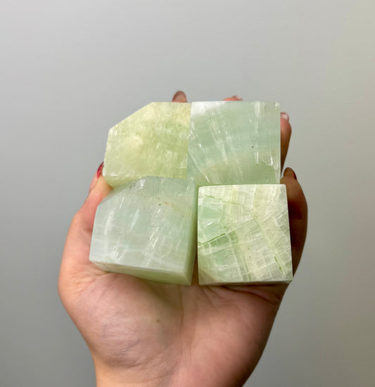 Pistachio calcite cubes