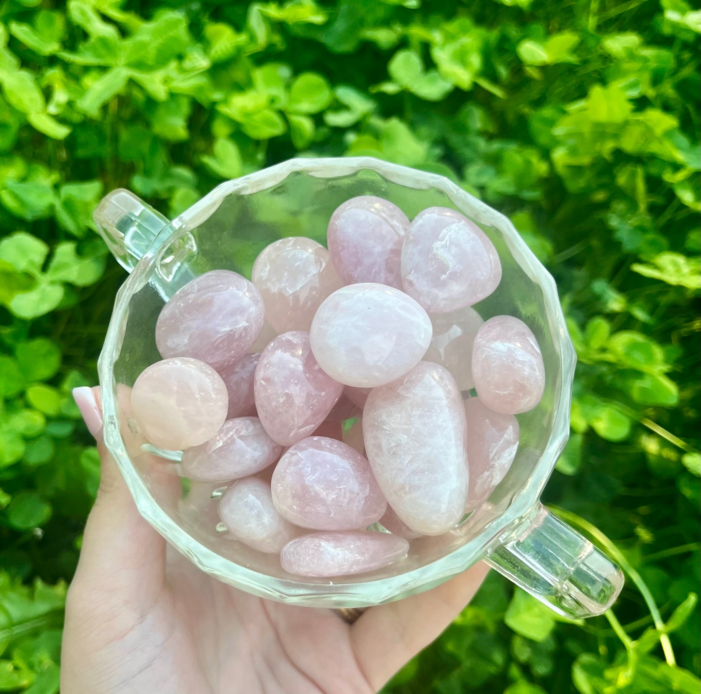 Rose quartz tumbles