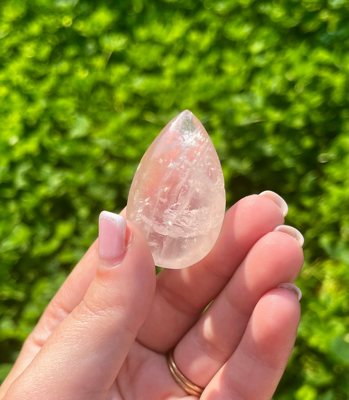 Golden healer rose quartz teardrop carvings