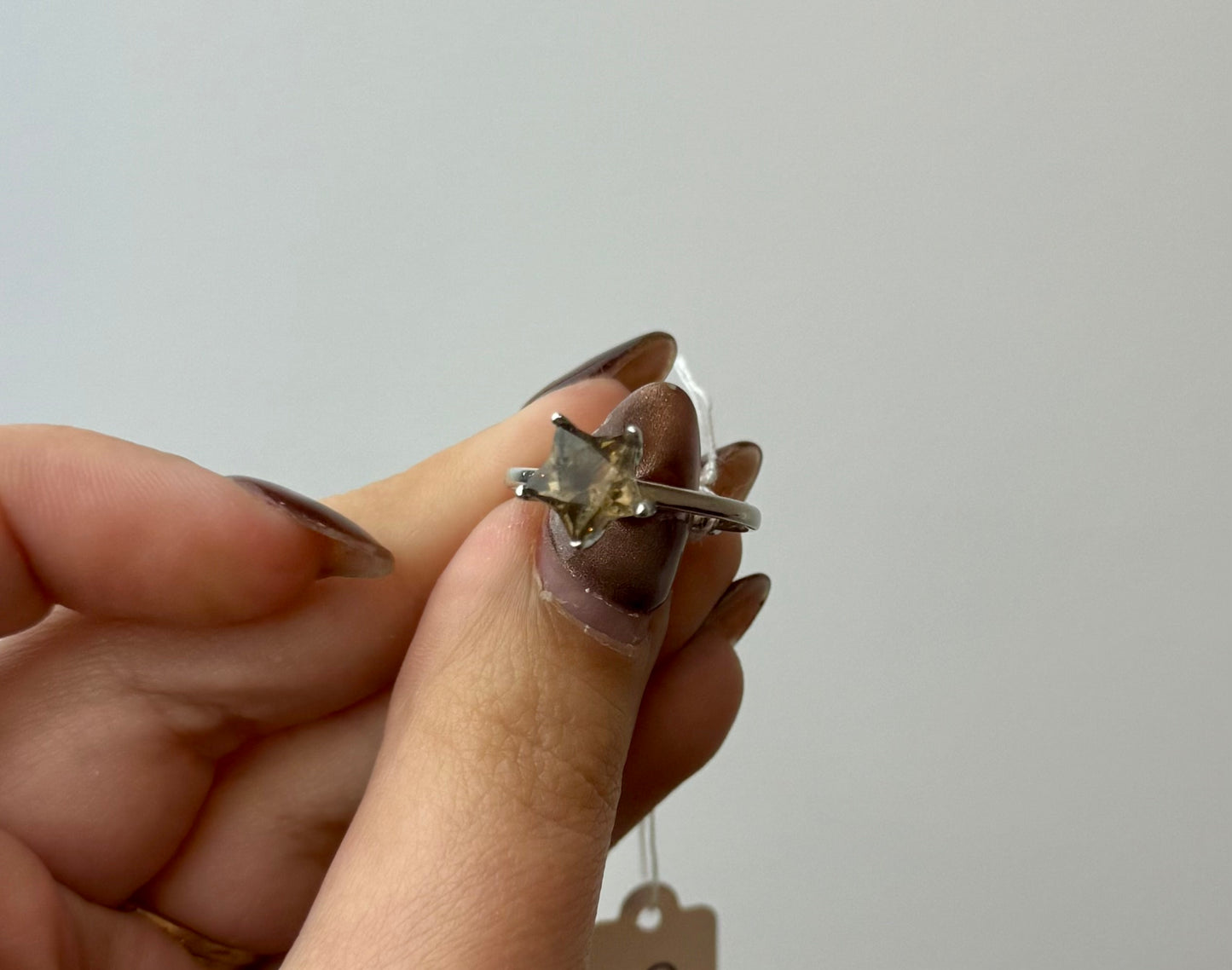 Smoky quartz star adjustable ring