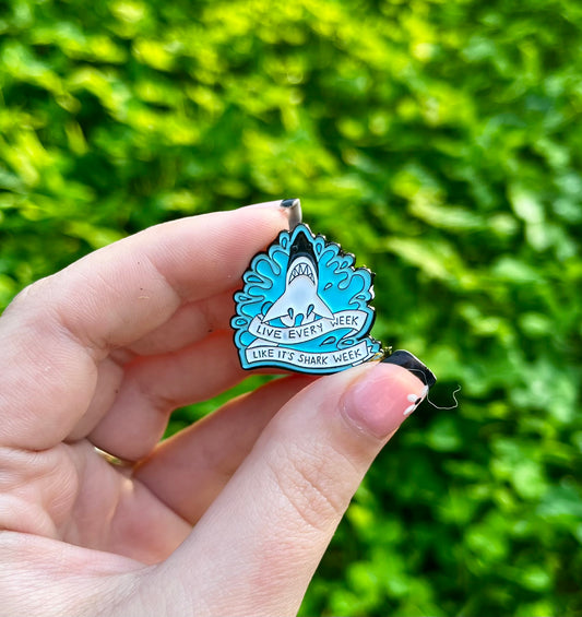 Shark enamel pin