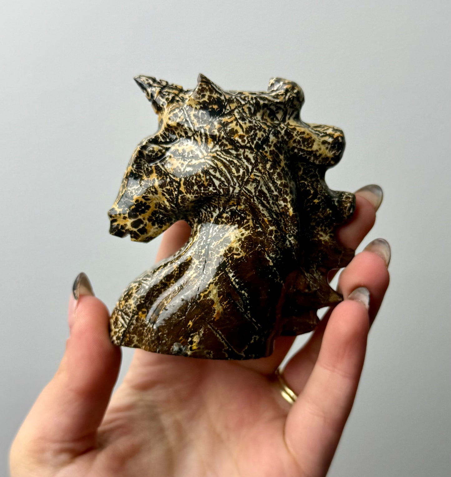 Picture jasper unicorn carving