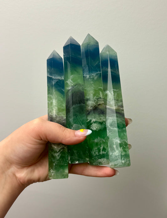 Feather fluorite towers