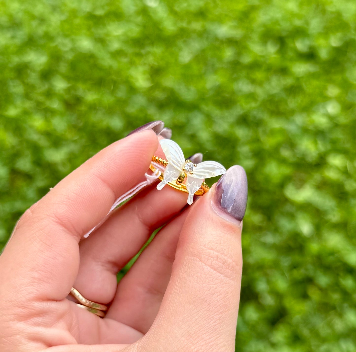 Shell butterfly adjustable ring