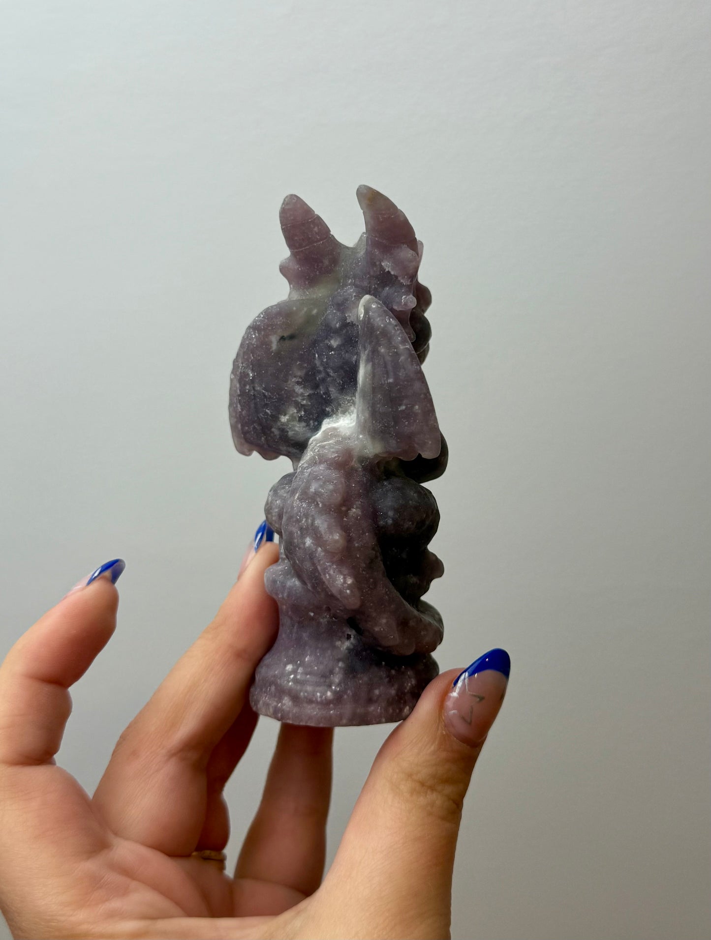 Lepidolite dragon carving