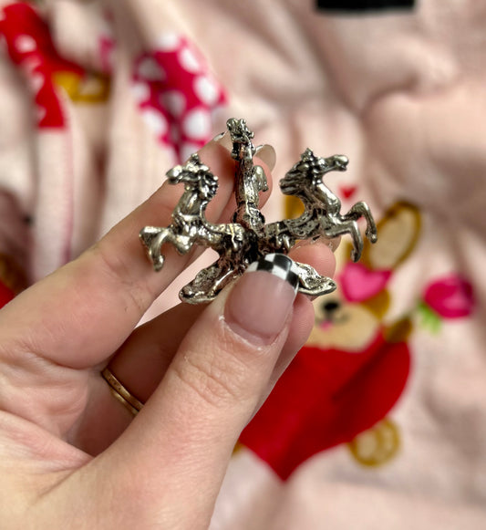 Silver horse sphere stand