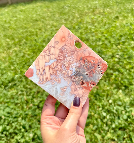 Pink cotton candy agate slab