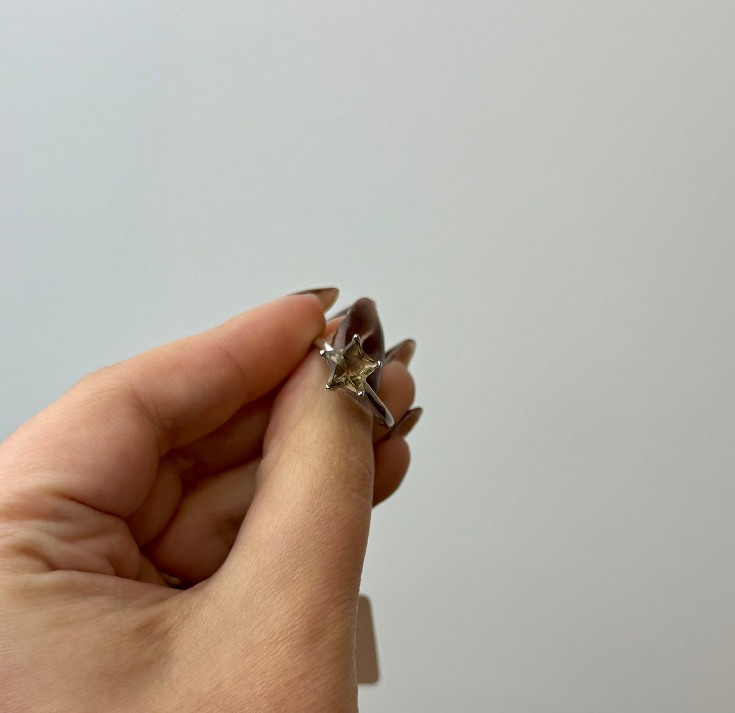 Smoky quartz star adjustable ring