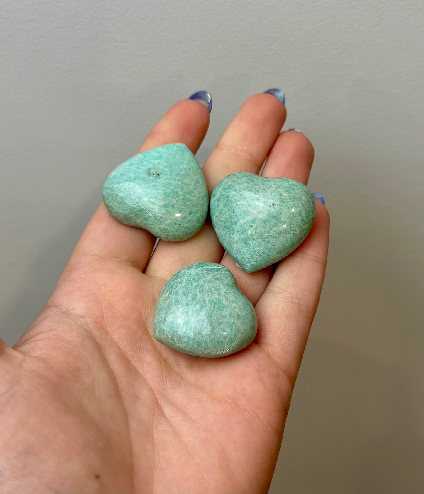 Amazonite heart carvings