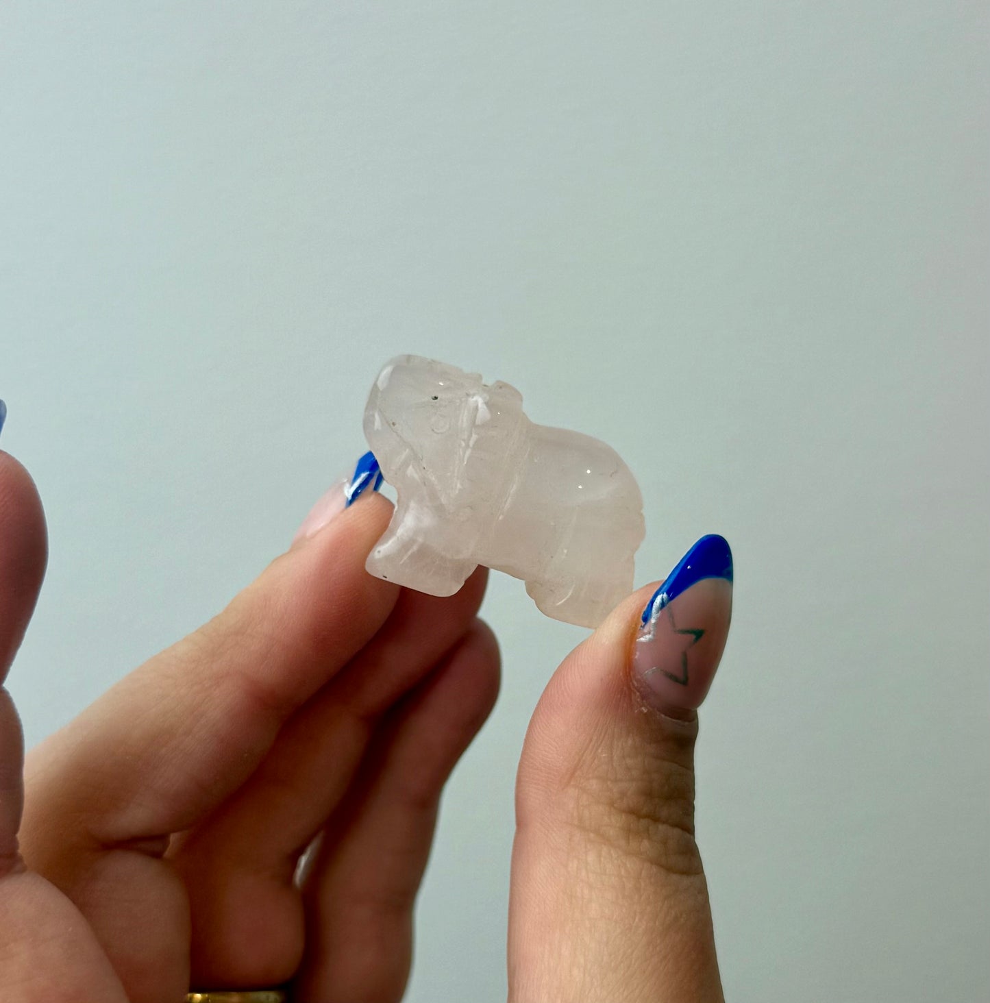 Rose Quartz elephant carving