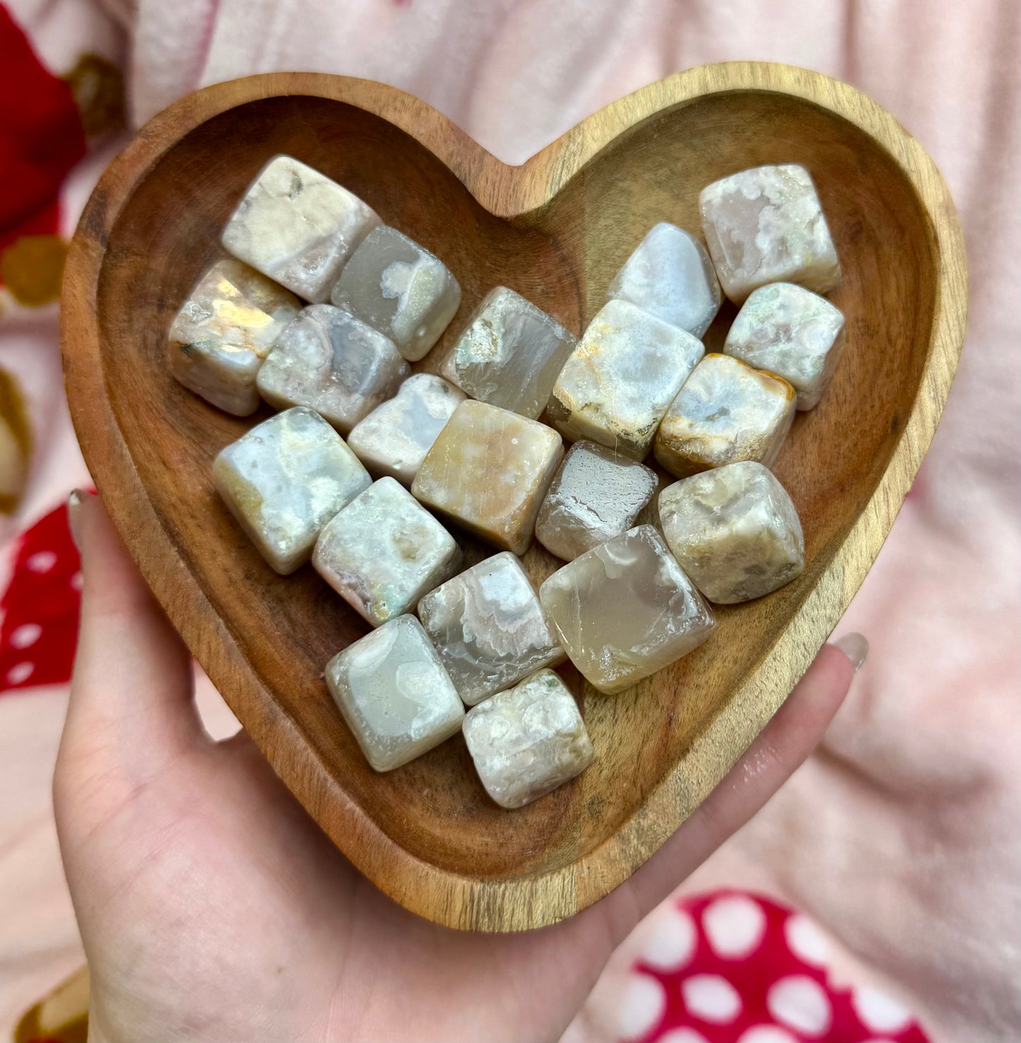 Flower agate cubes