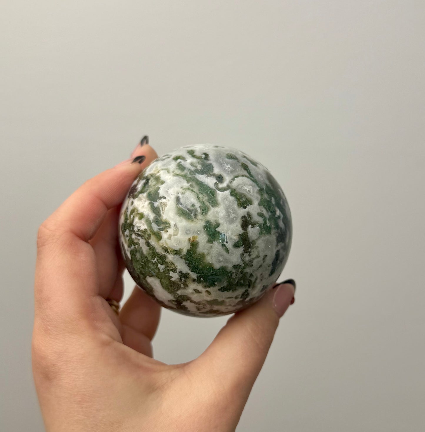 Moss agate sphere