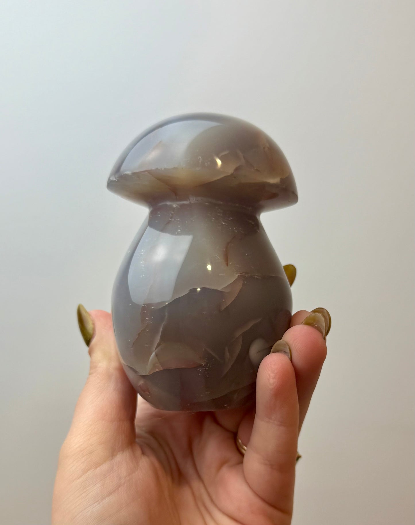 Orca agate mushroom carving