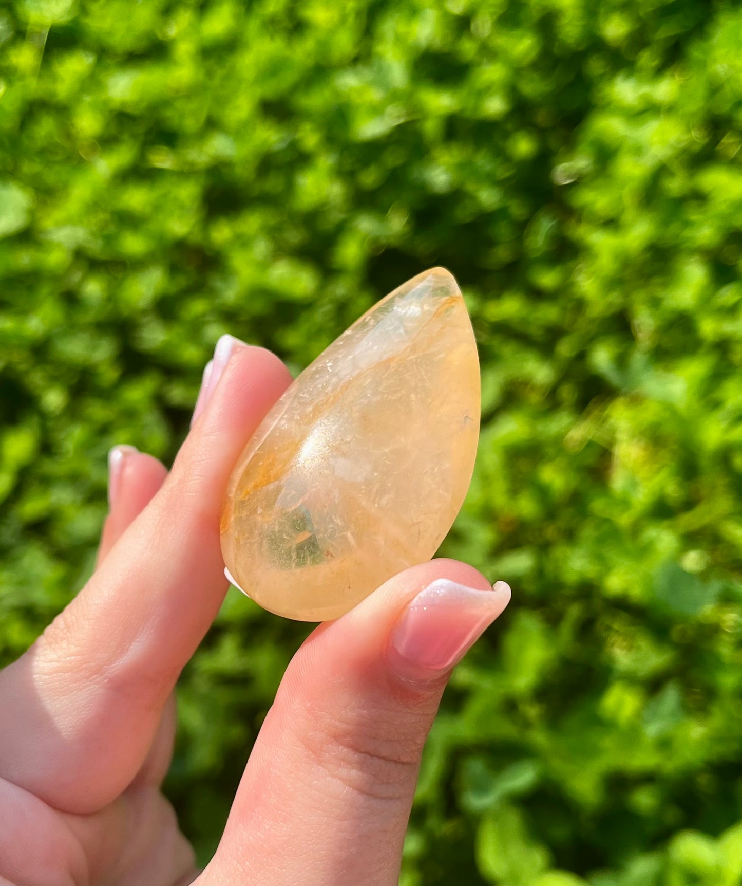 Golden healer rose quartz teardrop carvings