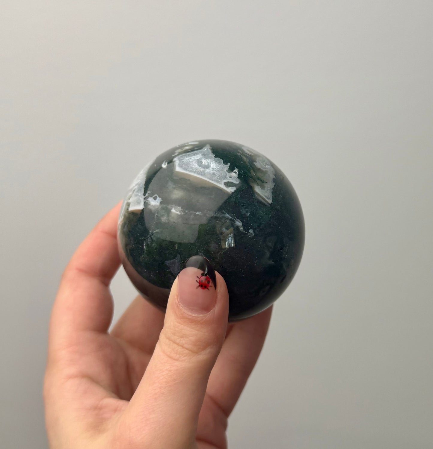 Moss agate sphere