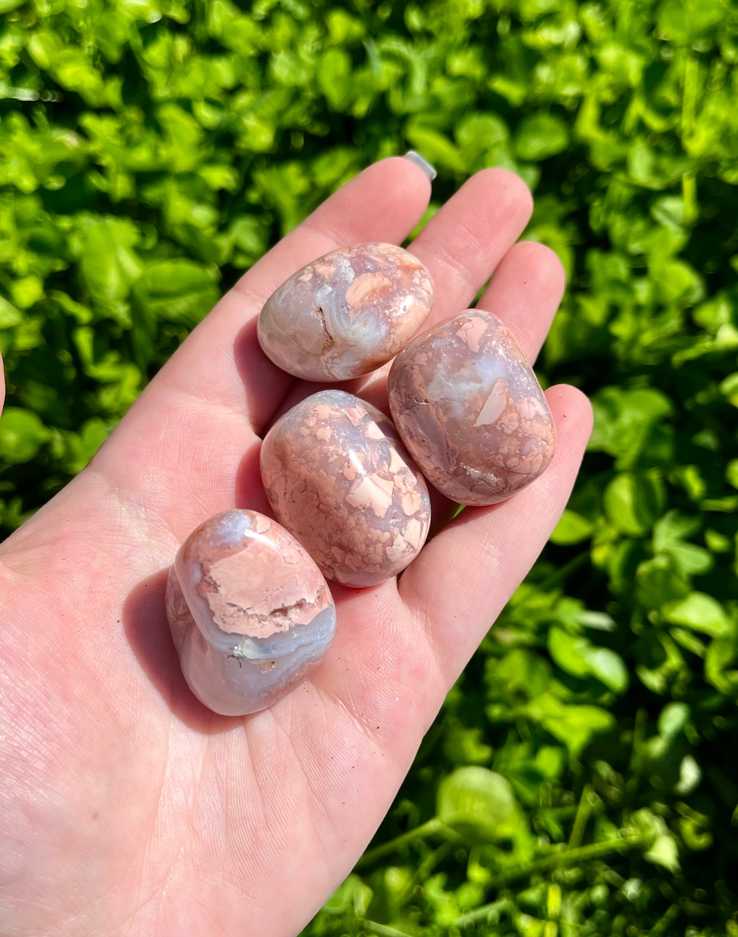 Pink cotton candy agate tumbles