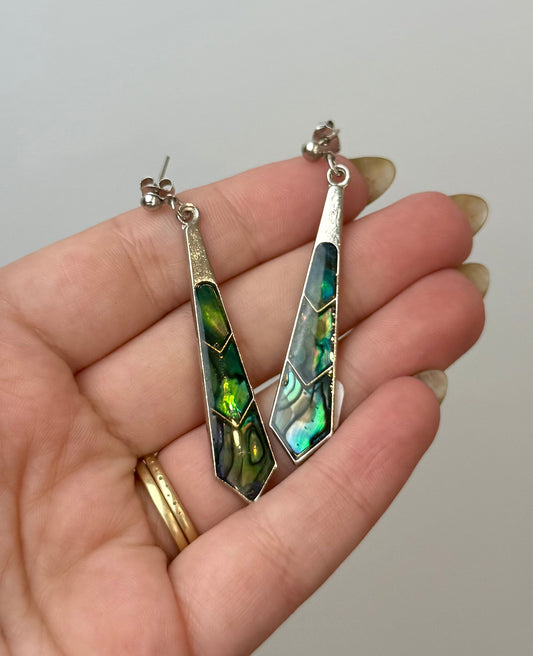 Abalone shell earrings thrifted find ￼