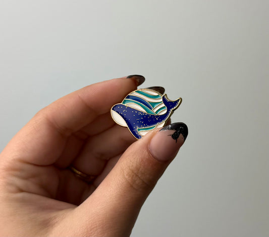Whale enamel pin