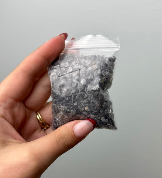 Black tourmaline in Quartz chip bags