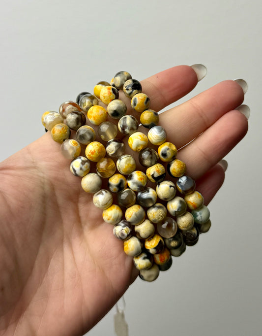 Dyed yellow orca agate bracelets